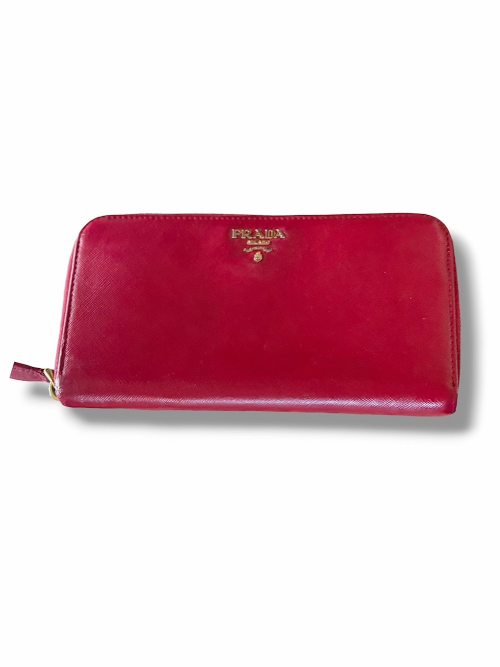 Prada Saffiano Vernice Zip-Around Wallet Clutch Berry Magenta 1ML506